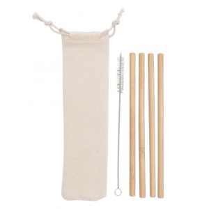 14597 <br> Kit Canudos de Bambu com Escova de Limpeza